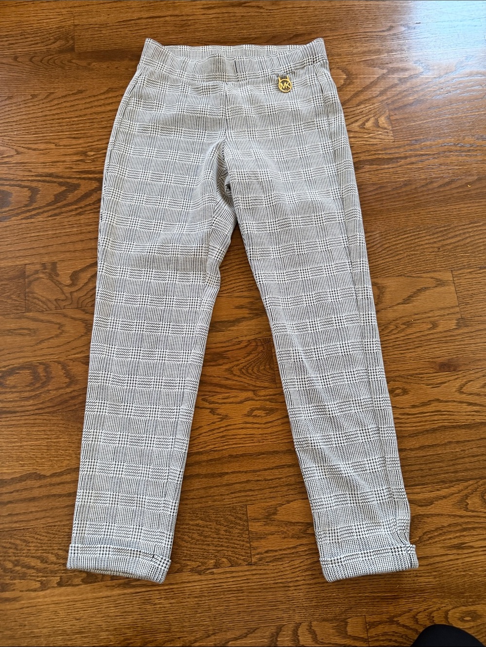 Michael Kors pull on stretch black white plaid dress work pants - size small